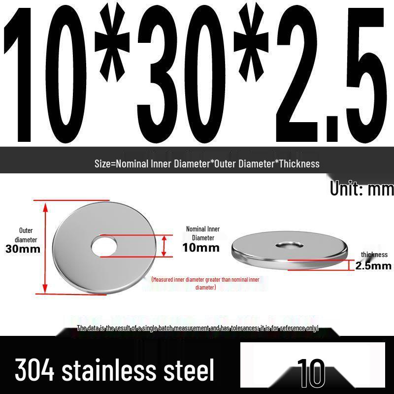 Thickened 304 Stainless Steel Flat Washer Spacer (M2-M36)