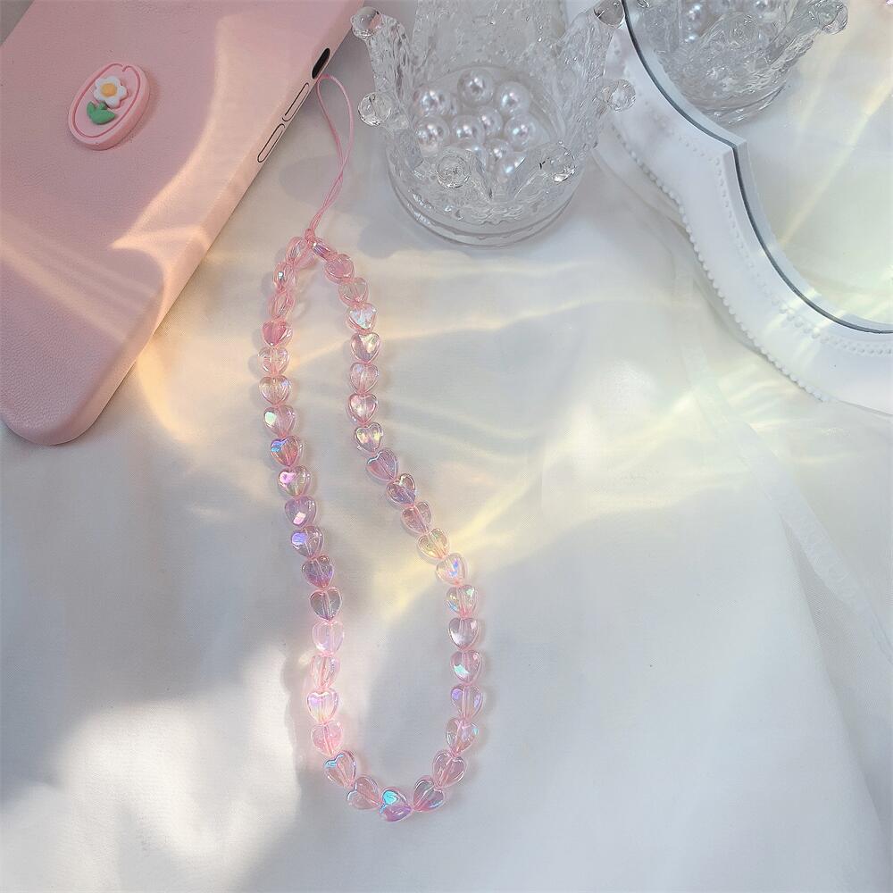 Bracelet de perles d'amour pour femmes, petit nœud en cristal frais, fleurs, amour, chaîne de téléphone portable, anti-chute, accessoires de coque de téléphone portable, DIY