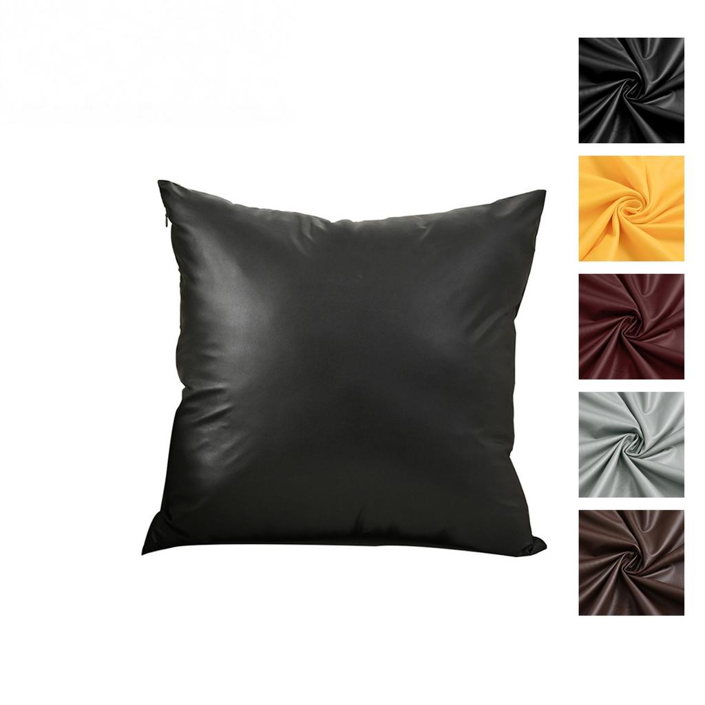 1pc Thick Waterproof PU Pillow Cover European Style Luxury Lumbar Support Cushion for Sofa Living Room Office Decor