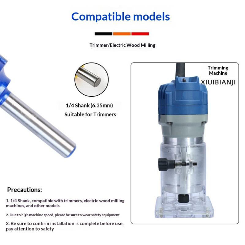 6.35Mm1/4 Shank Round Router Bit R1 R2 R3 4 Corner Woodworking Milling Cutter Trim Knife Edge Alloy Steel Classical Cutter Bit