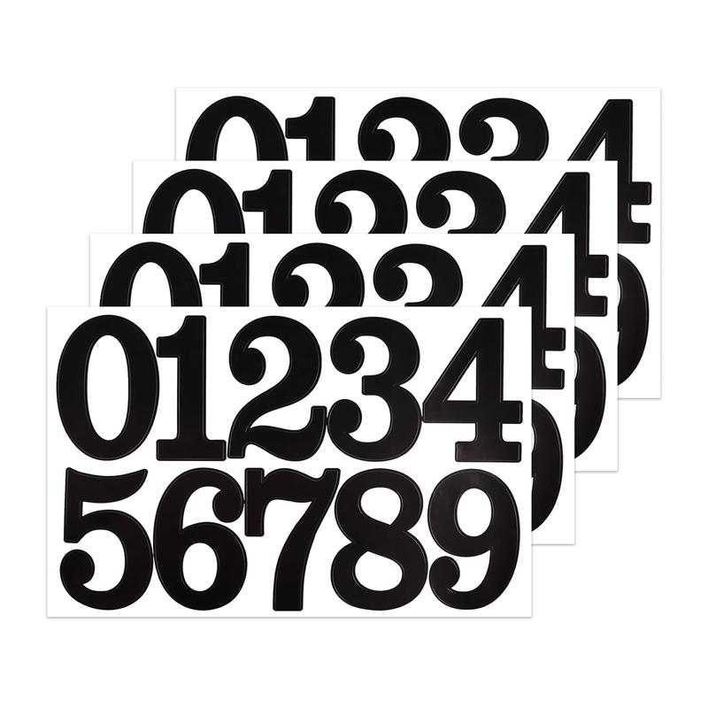 40Pcs Large Number Stickers 4 Sheets Self-Adhesive Vinyl Number Stickers Set 4 Inches 0-9 Number Sticker for Mailbox Doors Decor