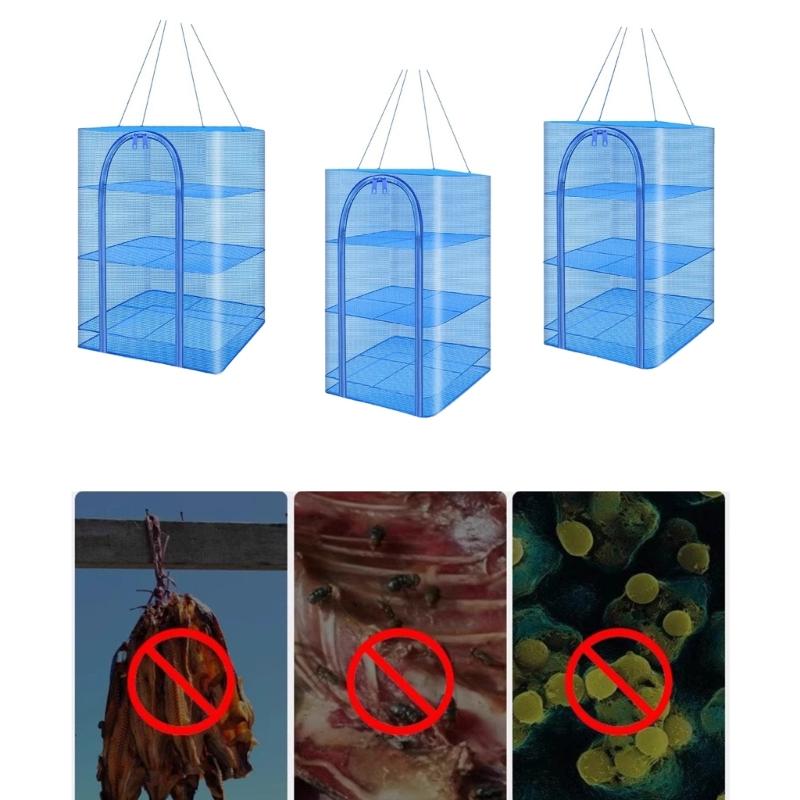 Home Drying Vegetable Net 4 Layers Folding Dry Rack Hanging Basket Hanging Mesh Net for Drying Fruits, Vegetables