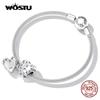 WOSTU Breloques en argent Sterling 925 véritable pour femmes, jolies perles d'horloge en forme de cœur rouge, adaptées aux bracelets et colliers originaux, bijoux fins, cadeaux