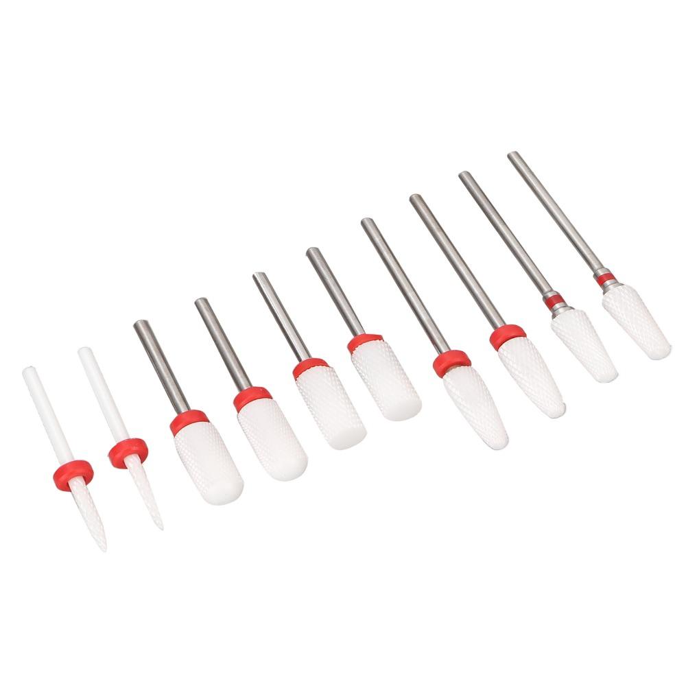 10pcs Ceramic Nail Art Drill Bits Set Suitable For Professionals & Beginners