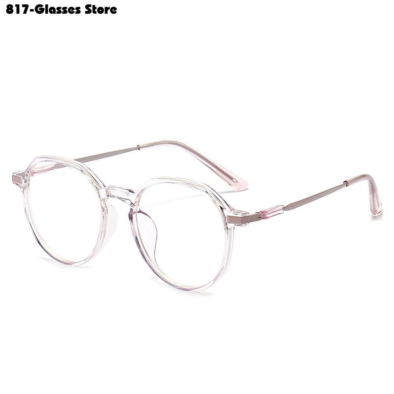 Fasjonable, gjennomsiktige ensfargede nærsynthetsbriller for kvinner og menn Gradvis endring av runde briller