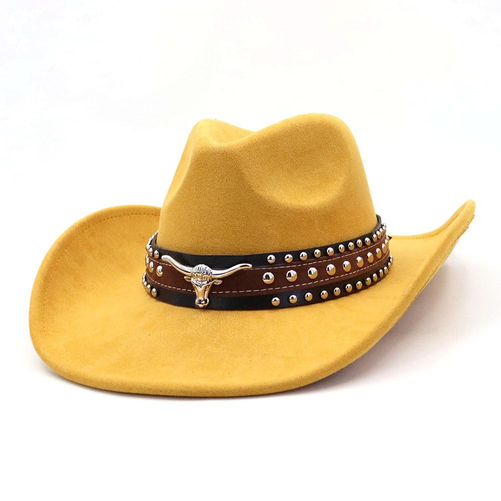 

JYL TS DIY Western Straw Hat Unisex European Holiday Hard Top Hat Straw yellow_M(56-58cm） красный