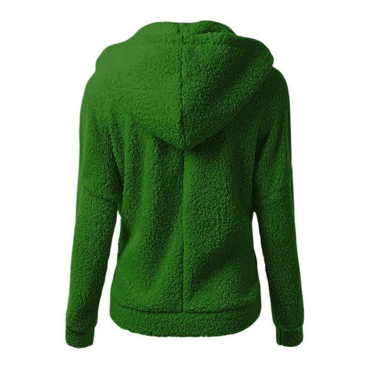 Womens Fleece Lined Hoodie Warm Pullover Solid Color Long Sleeve Hooded