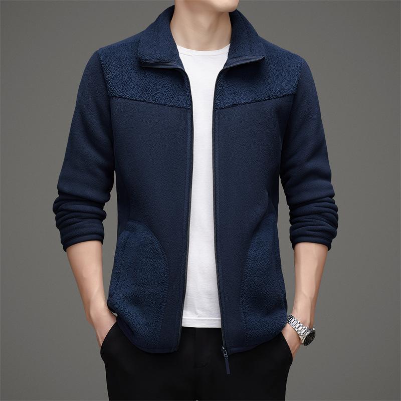 Autumn and Winter Business and Casual Korean Men's Jacket Fleece Jacket Youth O'er Fleece Jacket