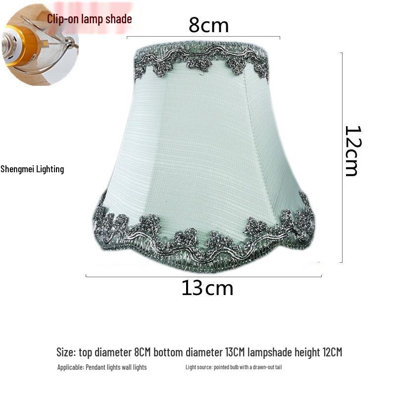 European Crystal Chandelier Fabric Lampshade, Clip-On, E27 Large Base, E14 Candle Bulb, Wall Light Shell Shade