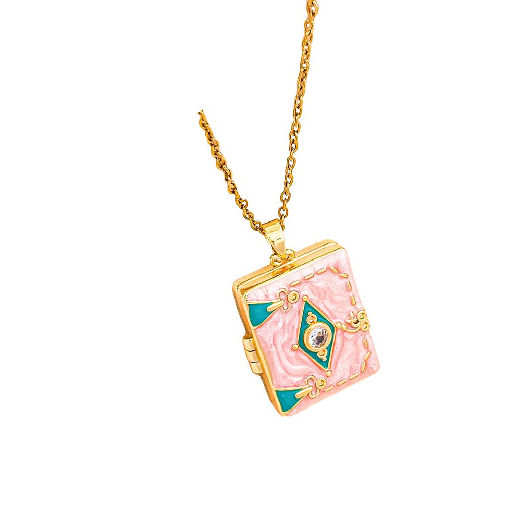 Necklace girl cute wind sweet notebook necklace can open niche versatile high sense light luxury fashion accessories