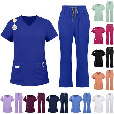 Dámska pohodlná a ležérna jednofarebná súprava ochranného oblečenia s krátkym rukávom a nohavicami