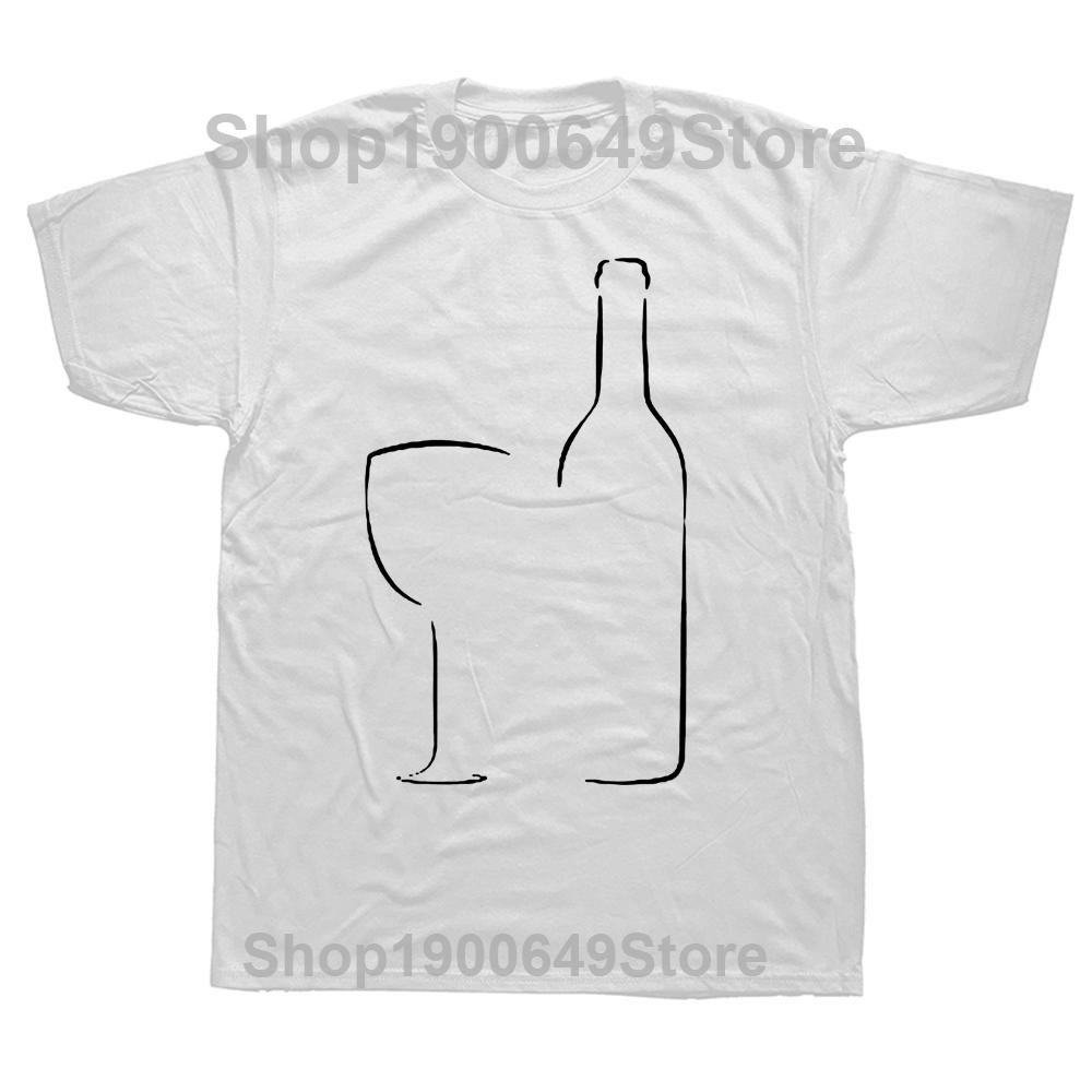 New Summer Style Cotton Wine Glass And Bottle Short Sleeve Funny T Shirt Graphic Harajuku Hip Hop Tshirt Streetwear