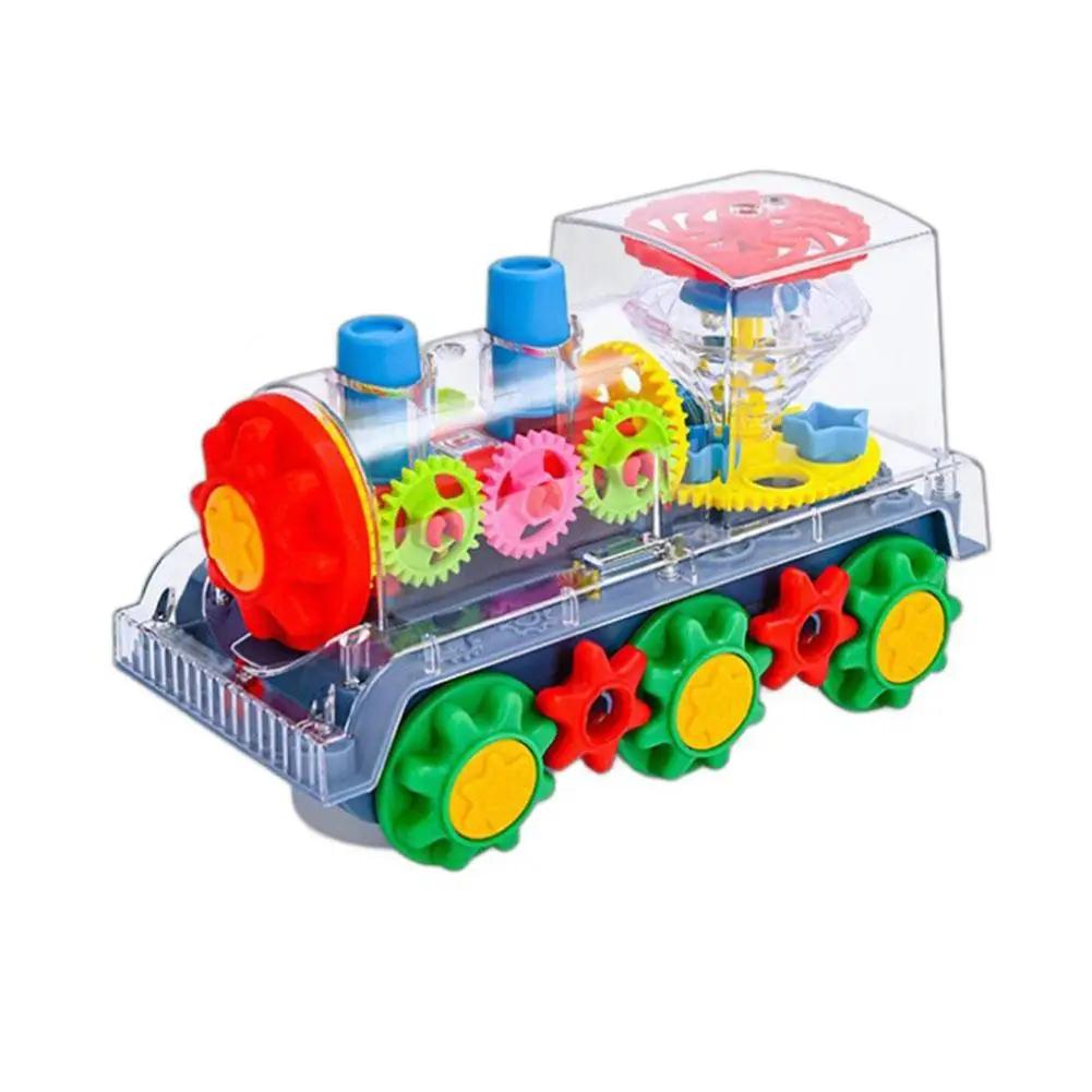 

Transparent Light Music Train With LED Light Music Early Educational Toys Bump And Go Toy Luminous Toy Car For Kids Car Toy P4Y7