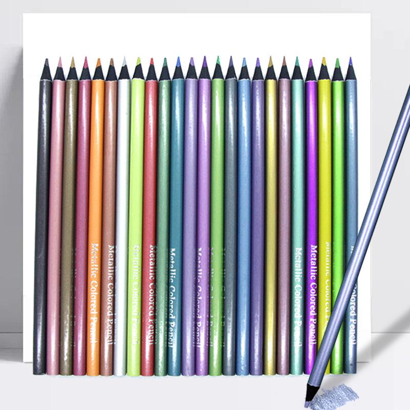 Kros24 Black Wood Metal Colored Pencils for Student Art & Creative Graffiti - Boxed Set