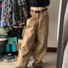 Damen Y2K Vintage Khaki Jeans Weites Bein Bggy Hose Denim Cargohose Herrenhose Koreanische Kleidung