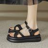 Augustine Sandals Women's 2025 New Summer Thick-soled Flat-soled Black Mori Cool Slippers Casual Beach Shoes