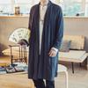 Herren Frühlings-/Herbst-Hanfu-Umhang im chinesischen Stil: Antikes Kostüm, Baumwoll-Leinen, Einfarbig, Lässige Windjacke in Übergröße.