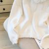 2026 Spring/Autumn Women's V-neck 3D Floral Rhinestone Pullover - Versatile Loose-Fit Long-Sleeve Top