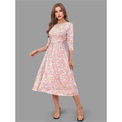 Floral Print Georgette Fit & Flare Midi Dress