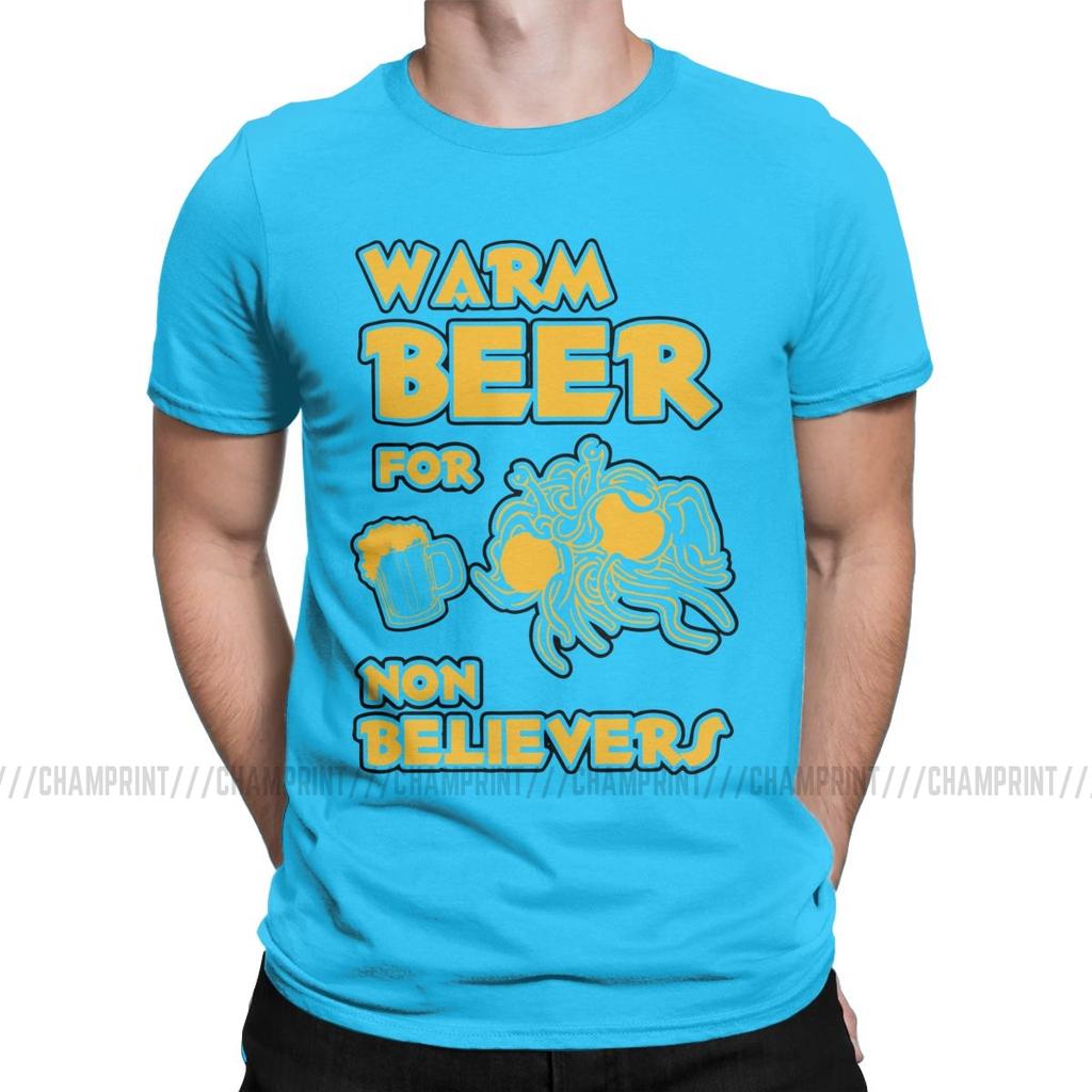 Warm Beer For Non Believers Pastafarian T Shirts Men Flying Spaghetti Monsterism Pastafarianism Fsm Religion Church