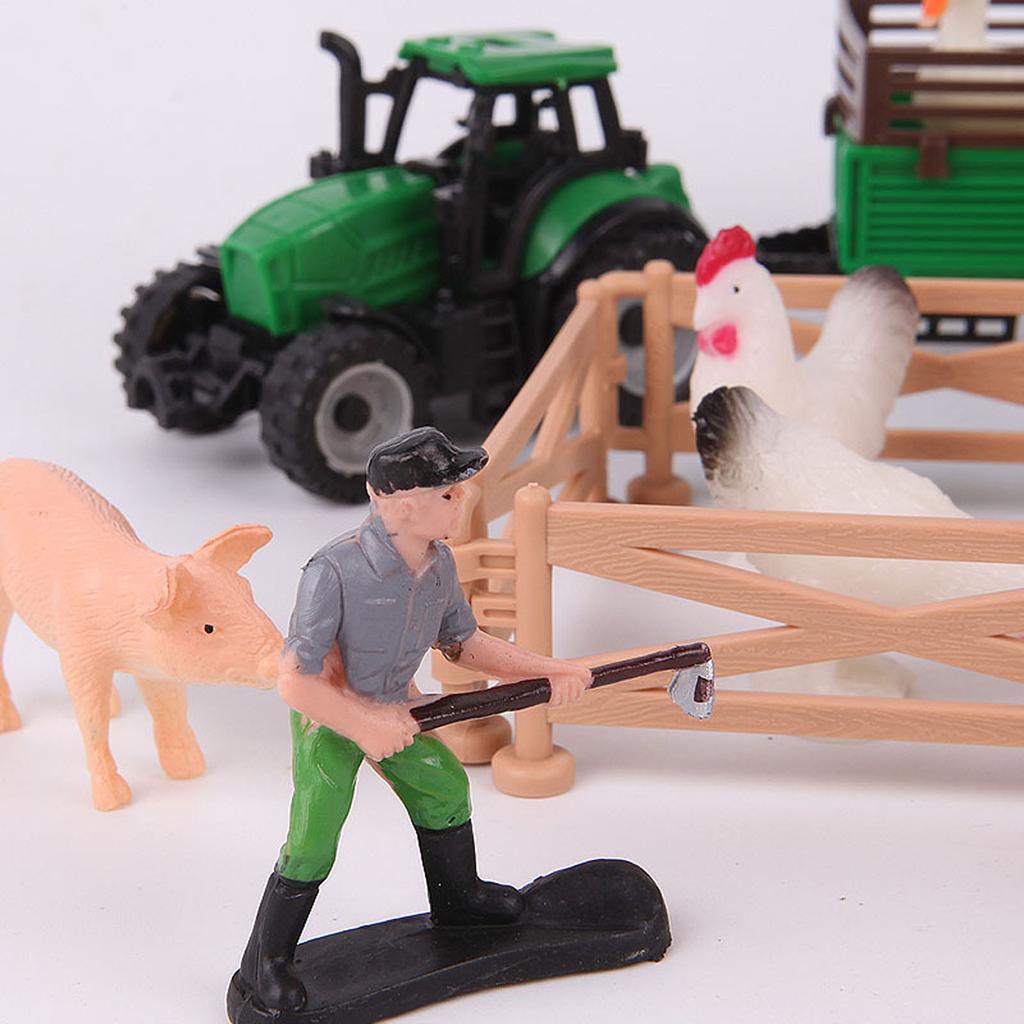 21 Piece Farmhouse Playset Interactive Miniature Farm Animals And Farmers Educational Toy For Kids Imaginative Play