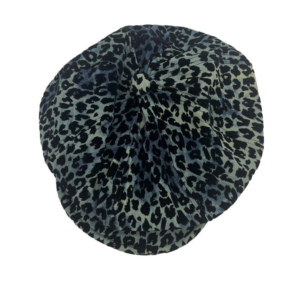 Design Sense Retro Leopard Print Cloud Beret Women's Autumn Big Head Circumference Fashion Trendy Cool Face Hat