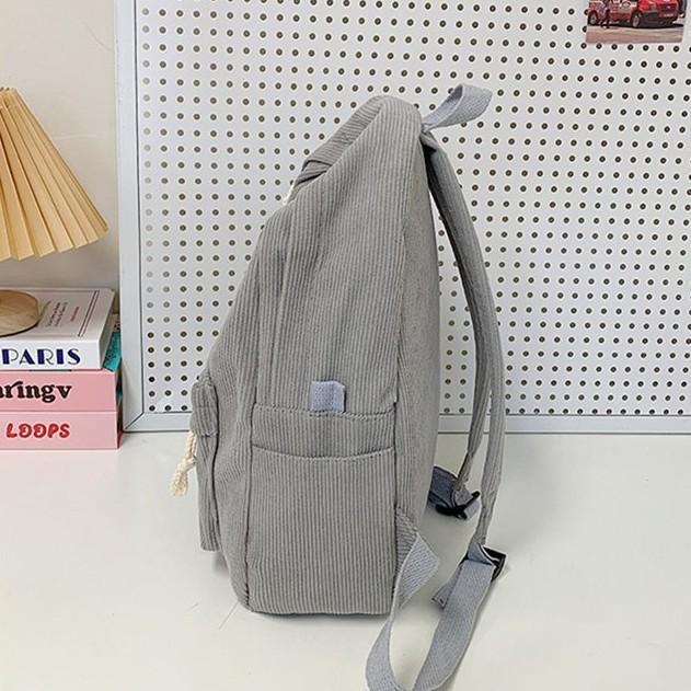 Schoolbag Wholesale Striped Corduroy Backpack Korean Style Mirror Solid Color Large Capacity Casual Backpack Student School Bag