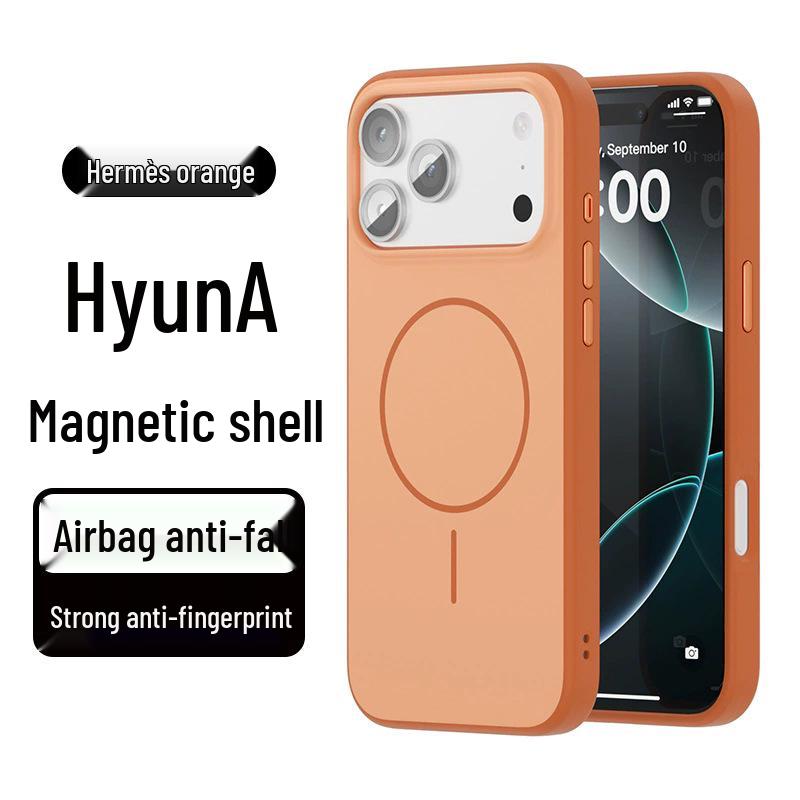 

Enhance your iPhone 17 Pro Max with a Yaxuan frosted magnetic anti-drop protective case featuring a fine-ring design. iPhone 17 помаранчевий