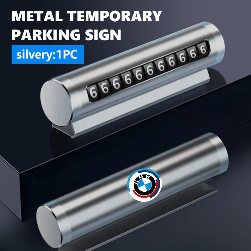 Alloy Car Temporary Parking Card Rotate Phone Number Plate Stickers For BMW X1 X2 X3 X4 X5 X6 F49 F39 F25 G01 F16 G06 G07 F25