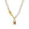 Empress Cixi Retro Choker: Women's Pearl & Gold Lock Planet Design Clavicle Necklace
