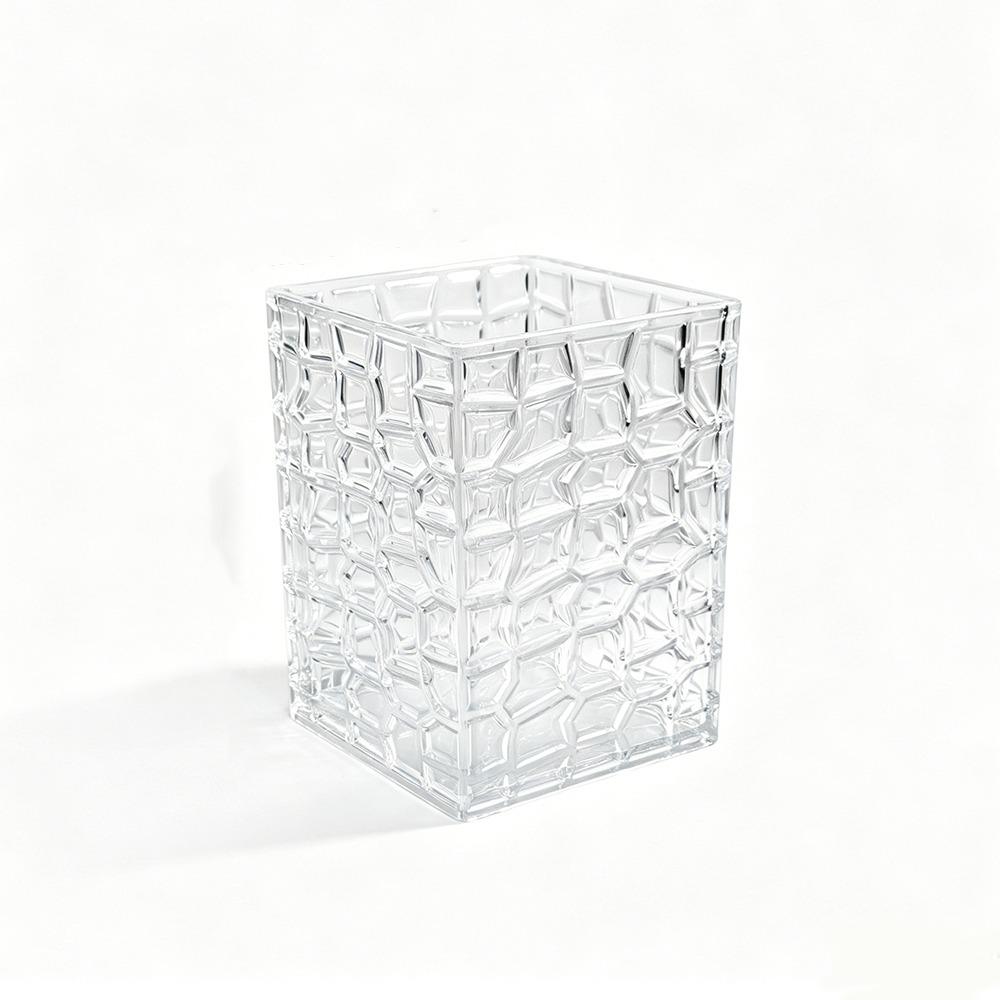 Shatterproof Hydroponic Floral Vase Clear Plastic Makeup Brush Holder Bathroom S прозрачный
