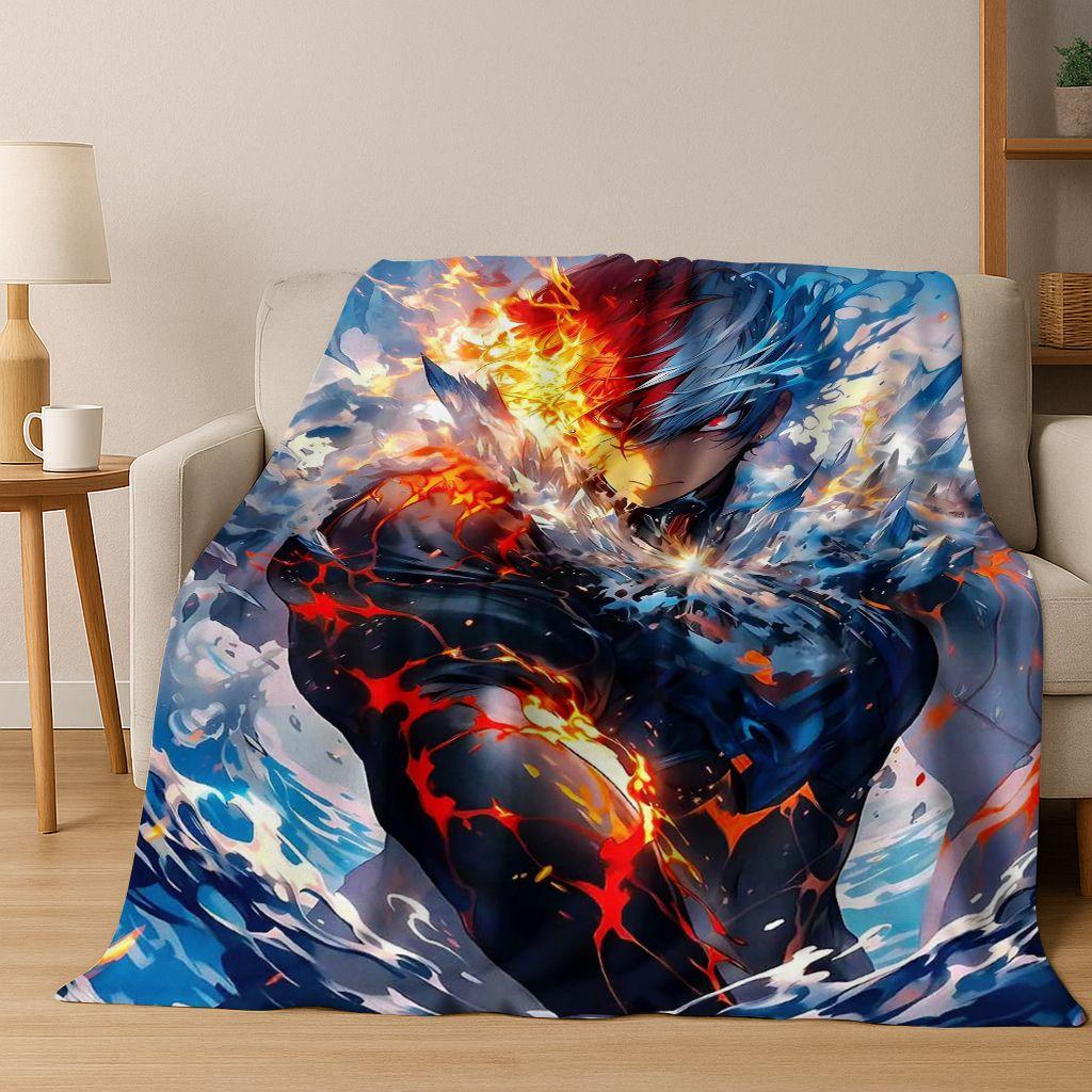 Anime My Hero Academia Deku Katsuki Cartoon Flannel Blanket,Cozy Soft Throw Blanket for Home Bedroom Bed Sofa Picnic Cover Kids