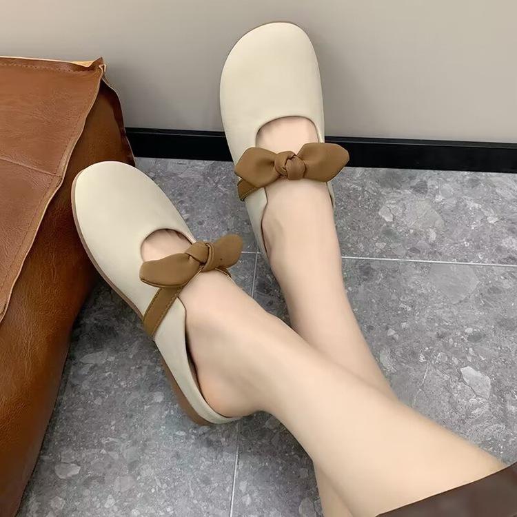 Xiaoxiangfeng Mary Jane Bag Head Slippers Lazy Summer New Bow Half Slippers