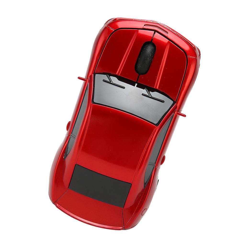 Race Car Wireless Mouse Sports Car Computer Mouse 2.4 GHz LED Light 1600 DPI Optical Sensor for OS X PC Red