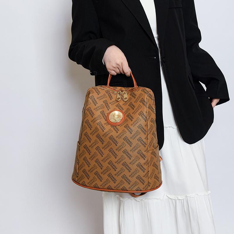 Print Backpack Women's Large Capacity Commuter Backpack Retro Student Schoolbag