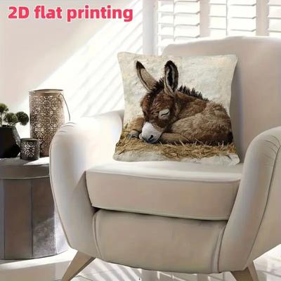 1/2 Pezzi Federa per Cuscino Decorativo con Motivo Asino Rimovibile Lavabile Copricuscino per Divano Stampa 2D Federa Versatile per Decorazione Casa