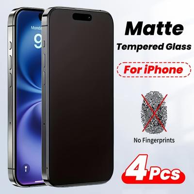 4er-Pack mattierte Displayschutzfolien aus gehärtetem Glas für iPhone 16 Pro Max 15 14 Plus 13 12 11 Pro Max, blendfreies, berührungsempfindliches Glas