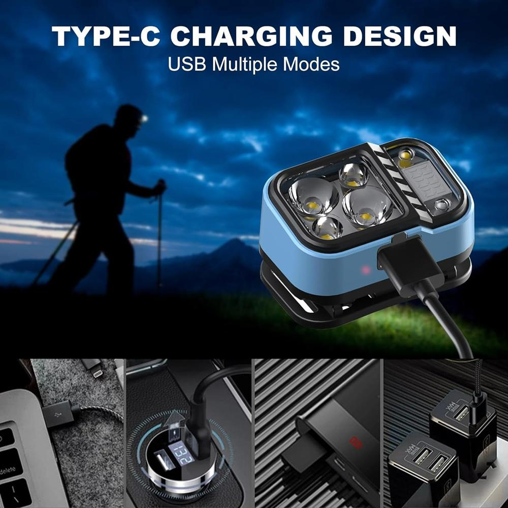 Wave Sensor 2*XTE+LED White+Red Light Smart Headlamp 60° Adjustable Headlight USB Rechargeable Power Display for Camping Hiking Working