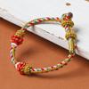 Dunhuang Handmade Red Bracelet for Women and Men, DIY Tibetan Style with Optional Gold Beads
