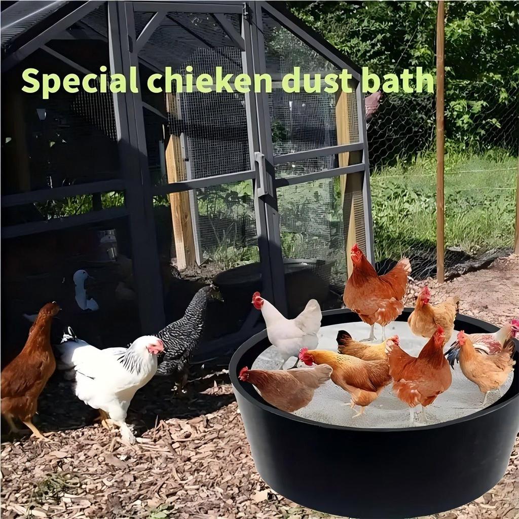 25 Inch Chicken Dust Bath Tub Plastic Chicken Sand Bath Tub Adjustable Bottomless Chick Coop Cleaning Container Accessories