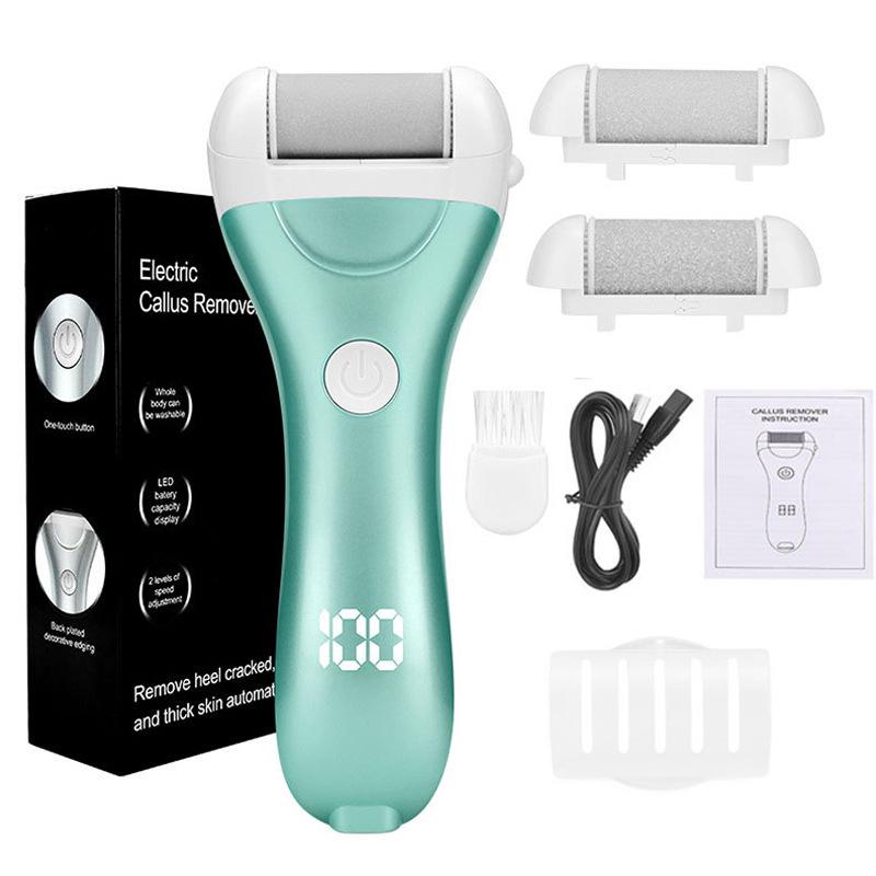 

Electric foot callus remover with 2 grinding heads for foot care, remove dead, cracked skin