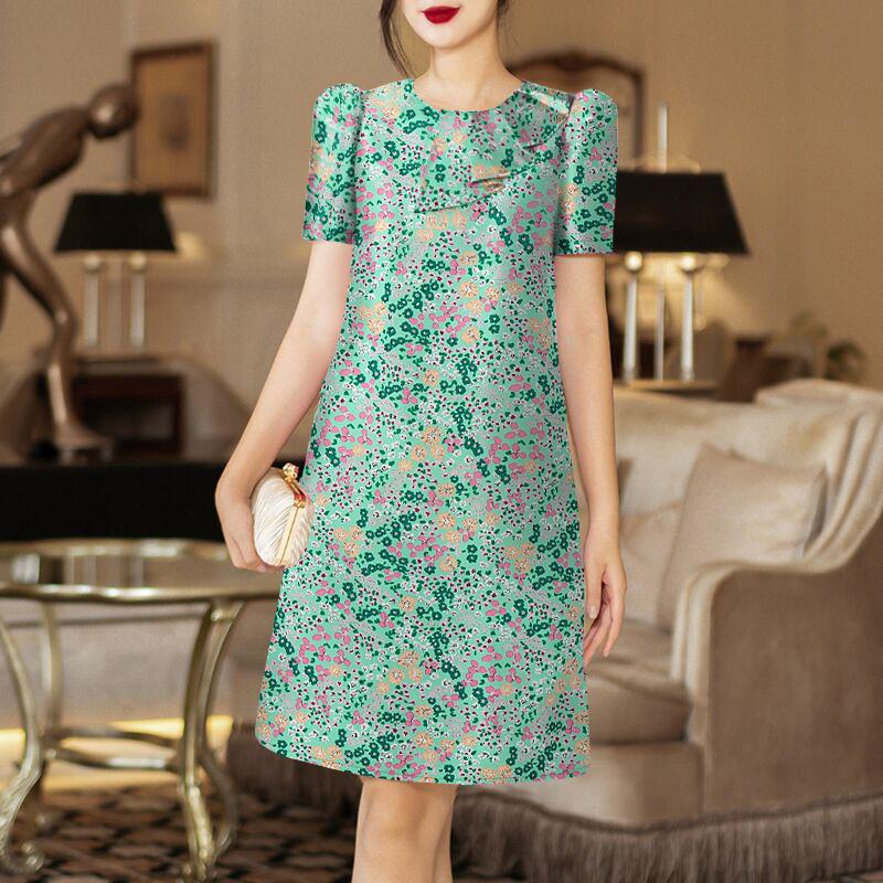 

ZANZEA Women Summer Round Neck Short Sleeve Print Dress 5XL зелёный