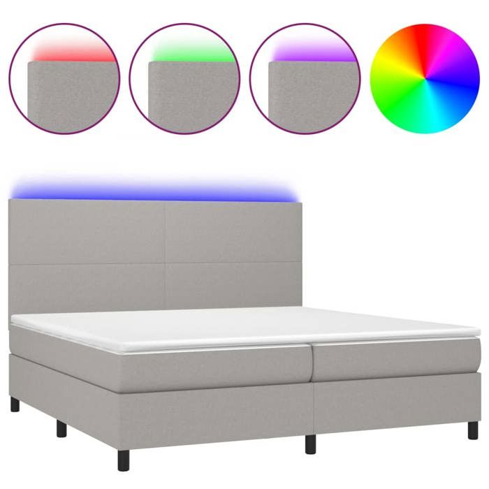 VidaXL Sommier à Lattes de Lit avec Matelas et LED, Lit Rembourré avec Tête de Lit, Lit Double, Lit Adulte de Chambre, 3134741