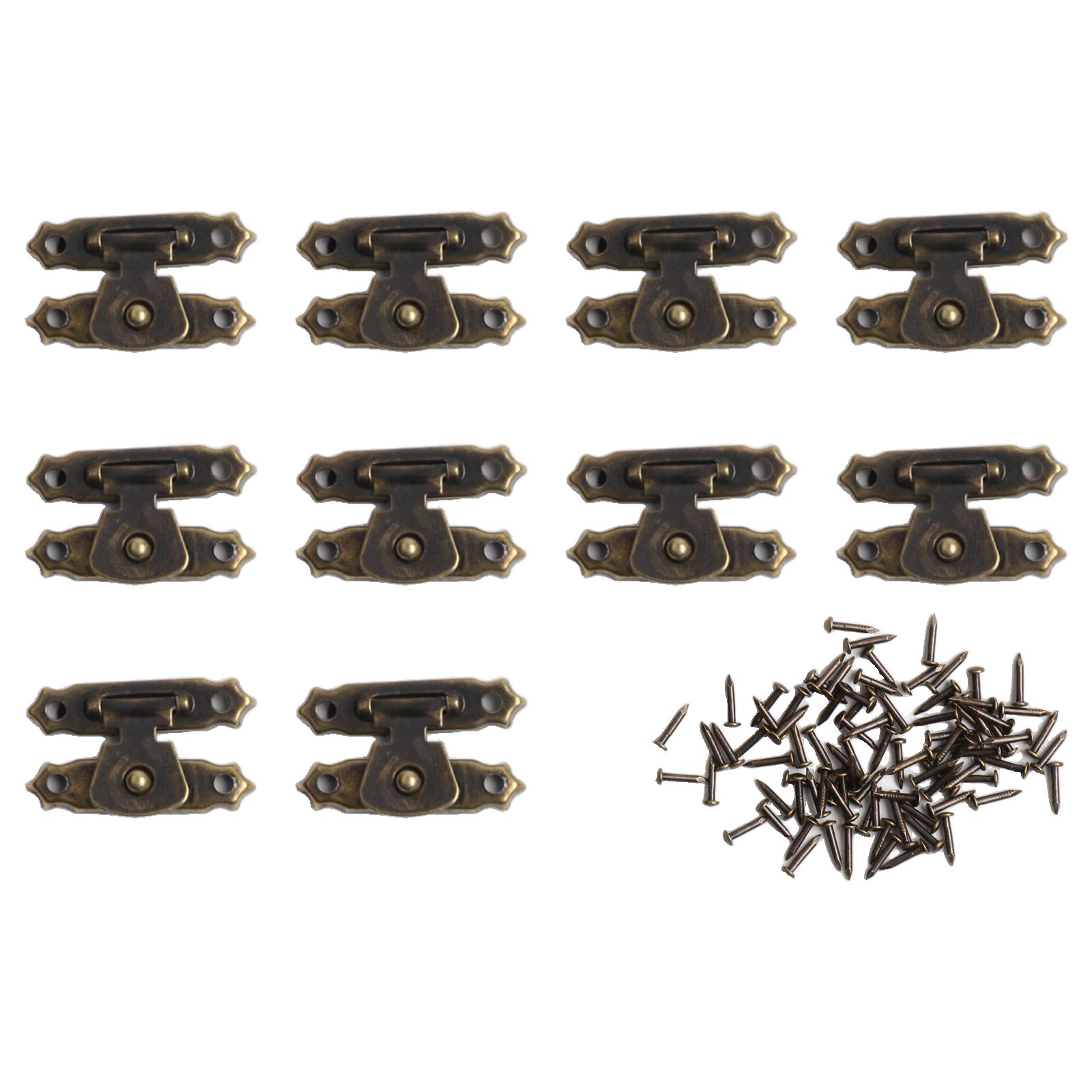 10 шт. Античная бронза Защелки Железные защелки Набор для шкатулки для драгоценностей Чемодан Деревянная коробка Защелки Пряжка Мебельная фурнитура бронзовый