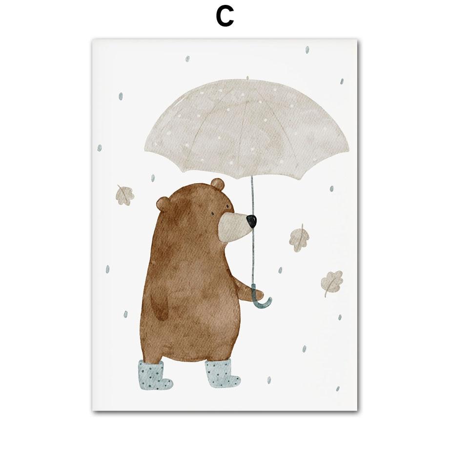 Cute Boho Animal Bear Hedgehog Koala Bee Rabbit Nursery Wall Art Canvas  Poster And Prints Baby Kids Room Decor