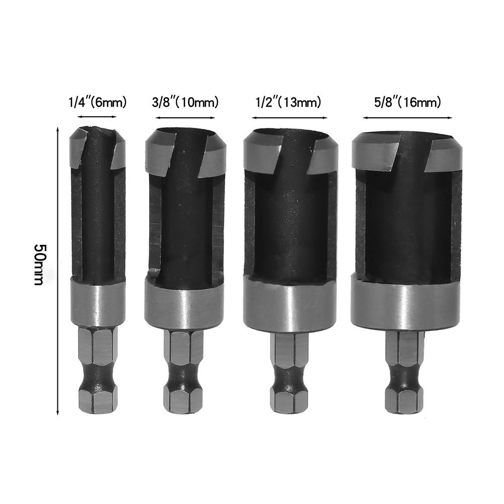 

Hex Shank Wood Cutter Drill Bit Set with 4 Sizes Straight Tapered Cutting Tool for Accurate Wood Hole Drilling and Carpentry Use