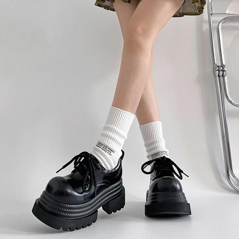 Fashion Comemore Fashion Women Pumps Black Thick Bottom Spring Autumn Height Increase Mary Jane Single Shoes Chunky High Heels Loafers