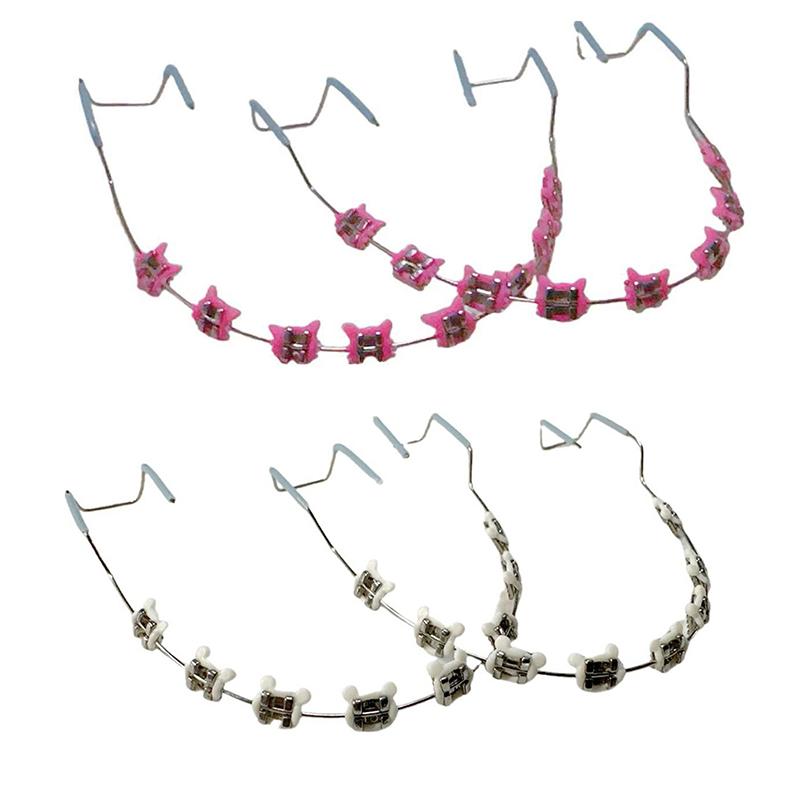 1Pair Cartoon Fake Braces Colorful Brackets For Teeth Temporary Metal Wires Metal Bracket Orthodontic Ligature Ties Dental Tool