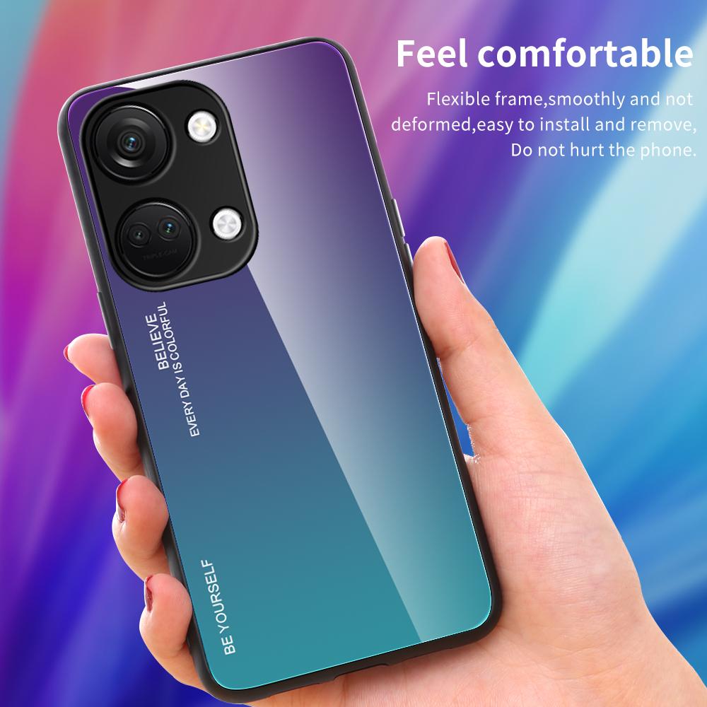 For OnePlus Nord 3 5G/Ace 2V Gradient Tempered Glass Back Shell PC+TPU Shock Protective Phone Case