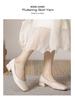 2023 Retro Soft Leather Square Toe Medium High Heel Women's Shoes